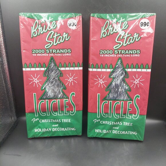 2 Vintage NIP Christmas Tree Holiday Brite Star Icicles Silver Tinsel Decor - Picture 1 of 5